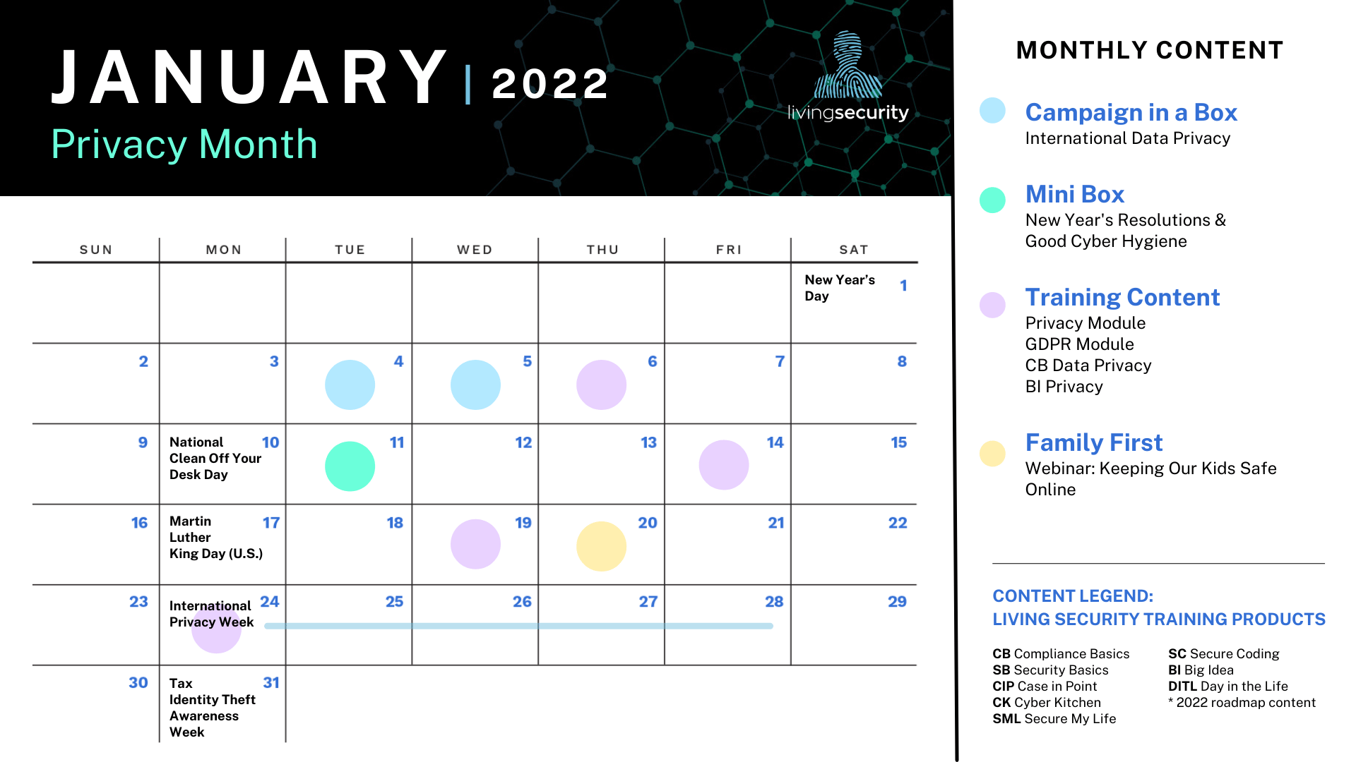 2022 Security Awareness Training Calendar